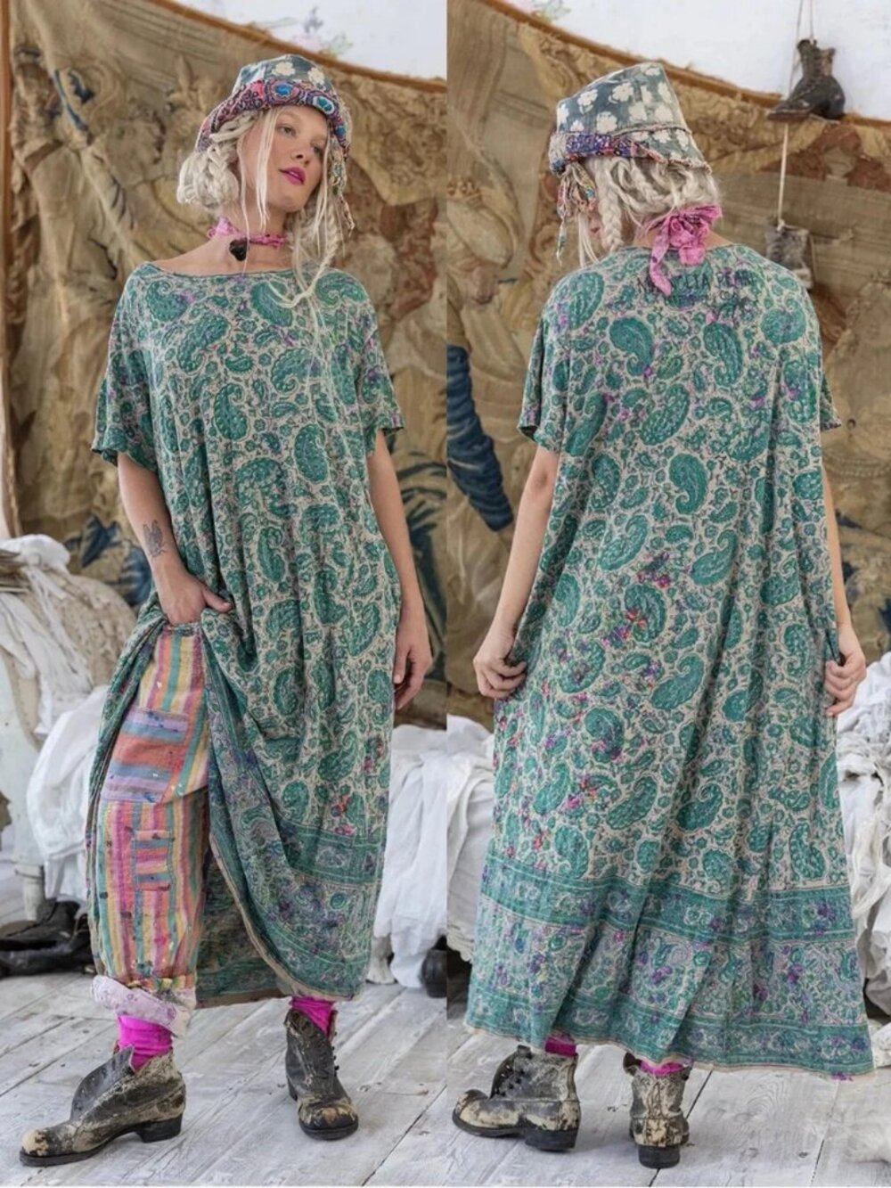 Magnolia Pearl Floral Block Print T Shirt Dress  - NWOT